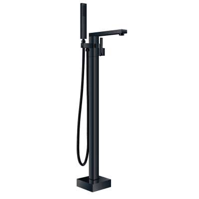 Black matt floor mounted freestanding bath shower mixer bathroom single handle taps black bathtub faucets