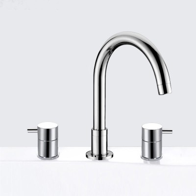 Brass chrome hot sale taps with two handle deck mounted  basin faucet