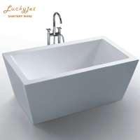 CE Approved White Acrylic Square Small Freestanding Bathtub For 1 Person