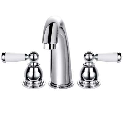 Brass classic 2 handle hot cold  basin mixer three hole ceramics handles