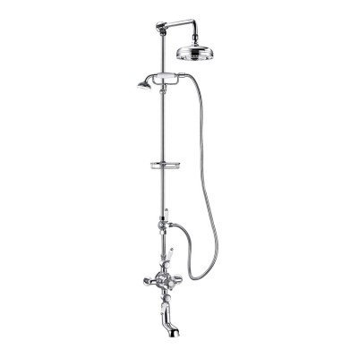 TMV-2&WRAS thermostatic exposed valve with 18mm rigid riser 8rose diverter shower mixer