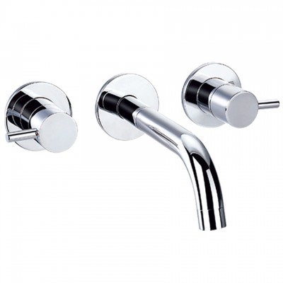 Hot sales HPB59-1Modern Bathroom Basin Faucets 2 Handles Chrome Polish Silver Wall Mounted Mixer Taps Kit