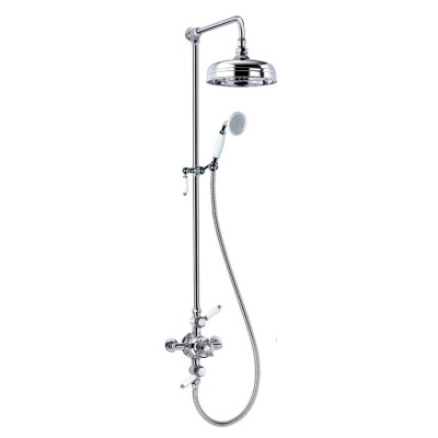 Brass chrome TMV-2&WRAS thermostatic exposed valve with 18mm rigid riser handset 8'' shower mixer