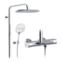 Exposed thermostatic valve bathroom rain shower set